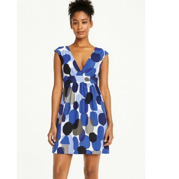Kate Spade SZ 4 Purple Blue Black Large Print Mini Dress NWOT - Picture 1 of 6